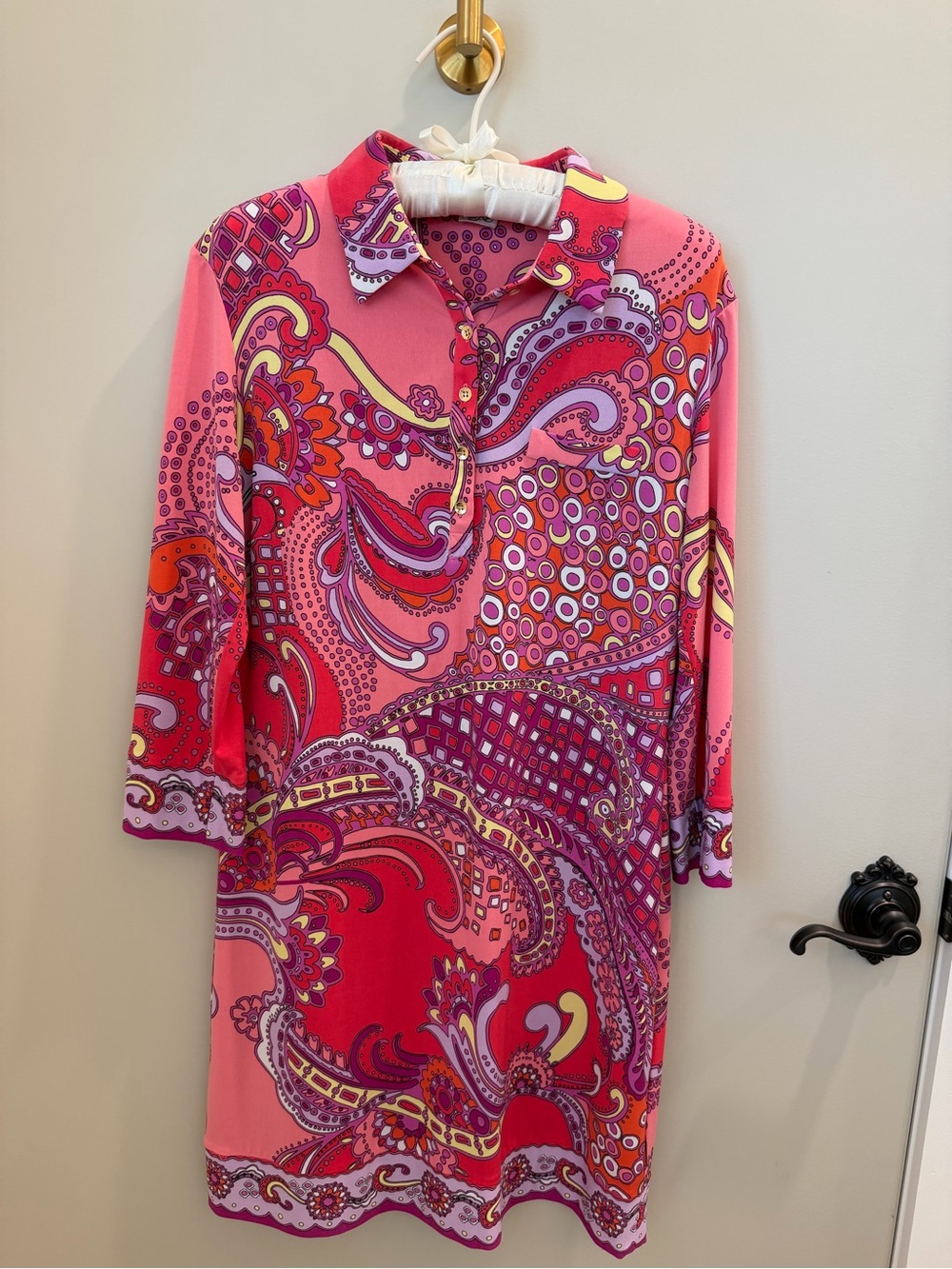 Ali Ro Pink Paisley Midi Dress with Multicolor Accents